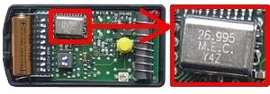 Remote: NICE K1M 26.995 MHz with 1 buttons